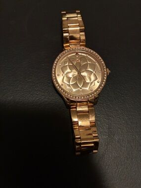 Invicta Rose Gold Floral Dial Bracelet Watch with Crystal Accents